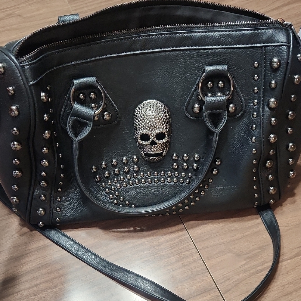 Black Studded Skull Handbag